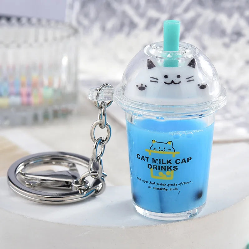 1 Piece Fashion Milk Tea Cat Arylic Unisex Bag Pendant Keychain