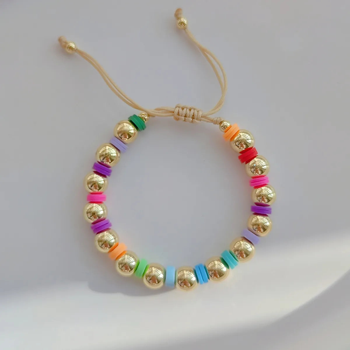 1 Piece Fashion Multicolor Soft Clay Metal Beaded Knitting Women's Bracelets