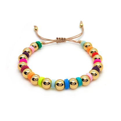 1 Piece Fashion Multicolor Soft Clay Metal Beaded Knitting Women's Bracelets