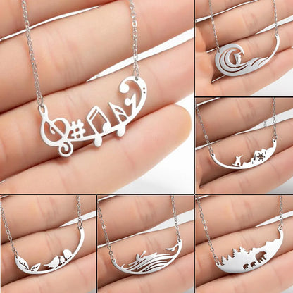 1 Piece Fashion Notes Titanium Steel Plating Necklace