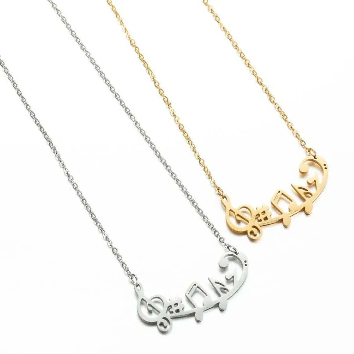 1 Piece Fashion Notes Titanium Steel Plating Necklace