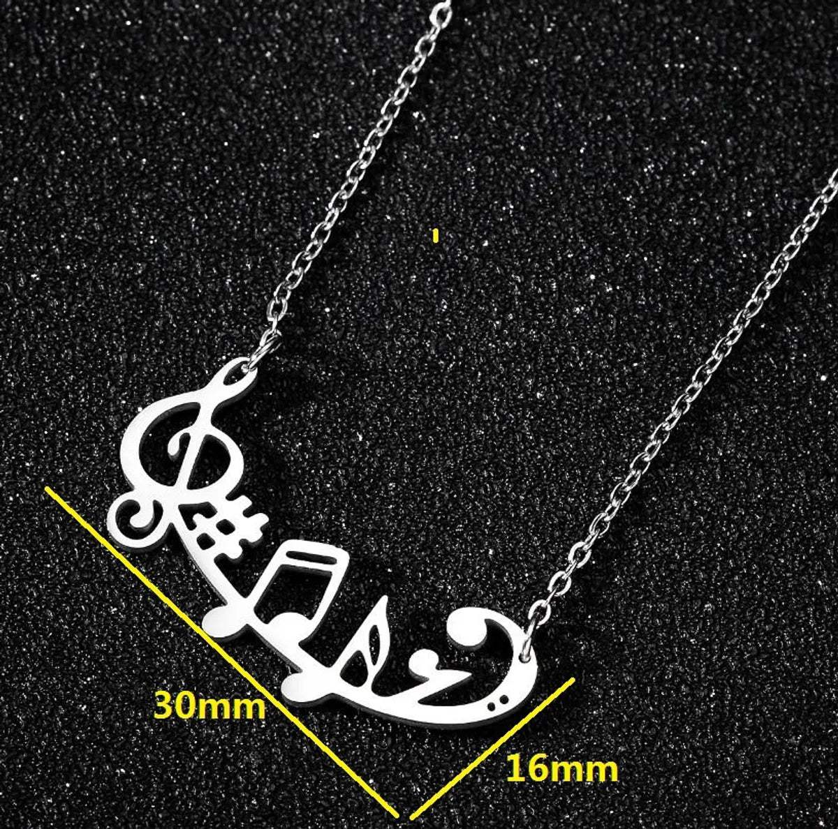 1 Piece Fashion Notes Titanium Steel Plating Necklace