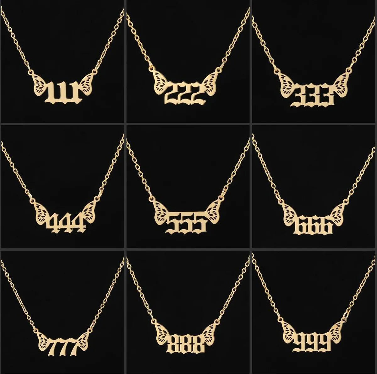 1 Piece Fashion Number Wings Stainless Steel Titanium Steel Plating Hollow Out Necklace