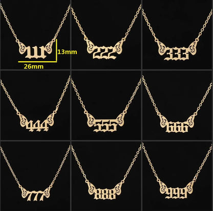 1 Piece Fashion Number Wings Stainless Steel Titanium Steel Plating Hollow Out Necklace