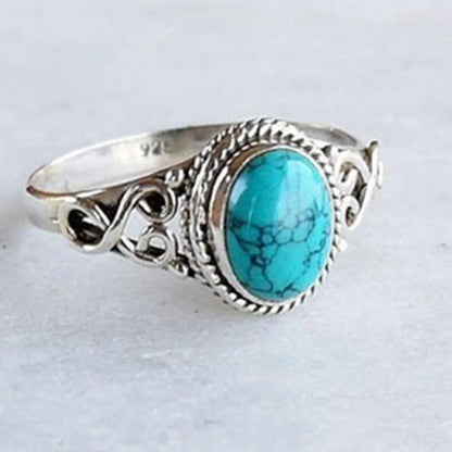 1 Piece Fashion Oval Alloy Plating Hollow Out Inlay Turquoise Women's Rings