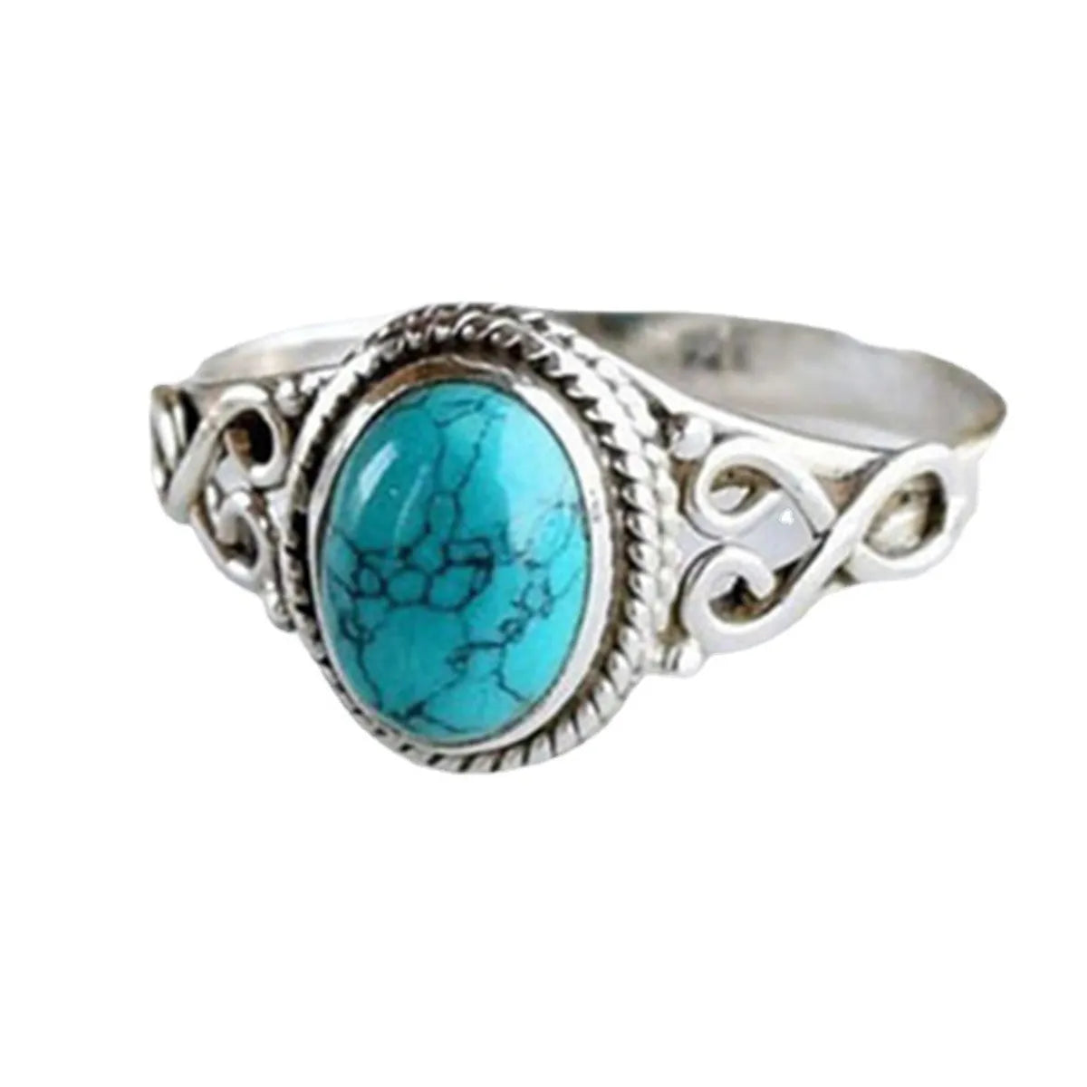 1 Piece Fashion Oval Alloy Plating Hollow Out Inlay Turquoise Women's Rings