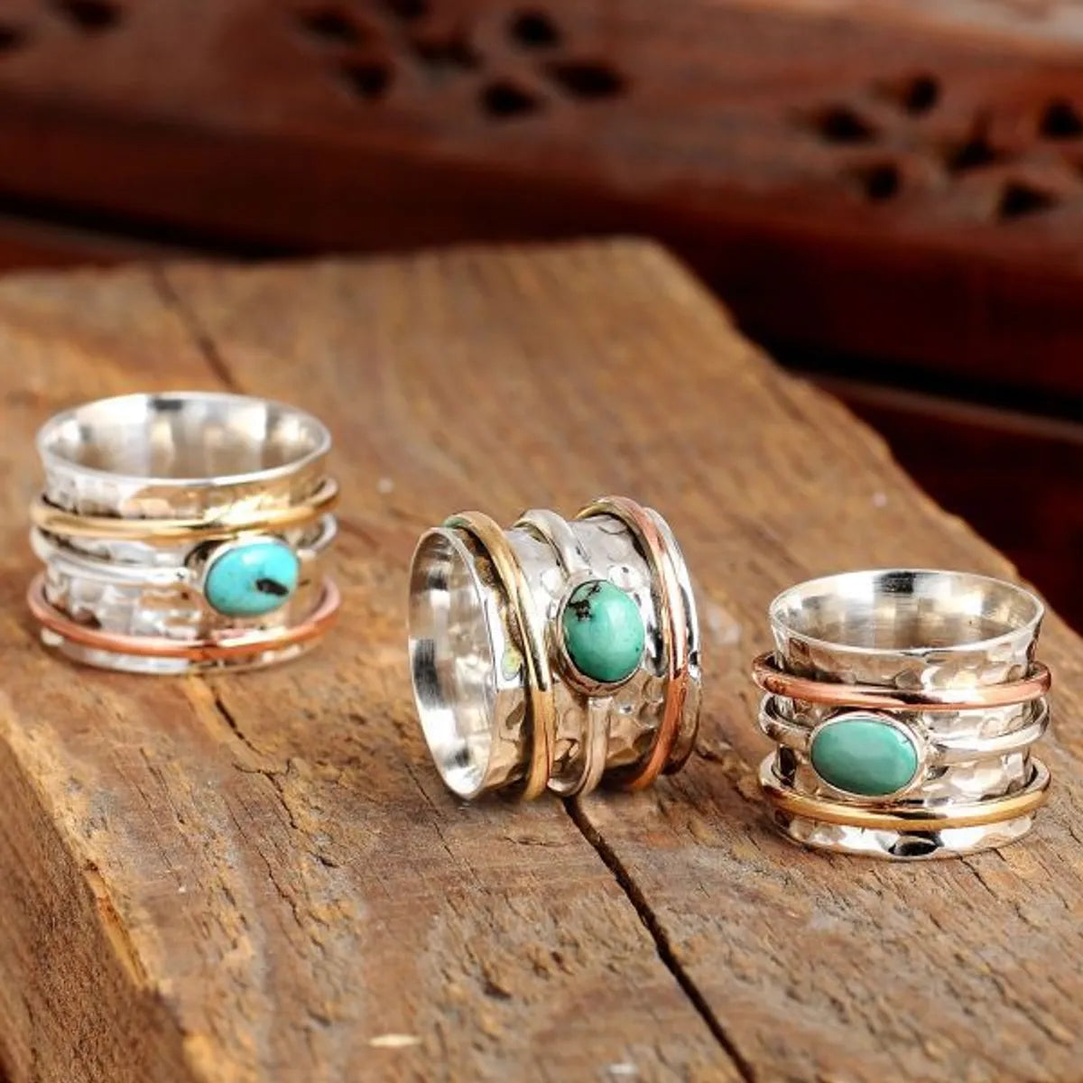 1 Piece Fashion Oval Alloy Plating Inlay Turquoise Women'S Rings