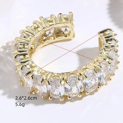 1 Piece Fashion Oval Rectangle Copper Plating Inlay Zircon Open Ring