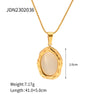 Wholesale Jewelry Fashion Oval Stainless Steel Natural Stone Inlay Pendant Necklace