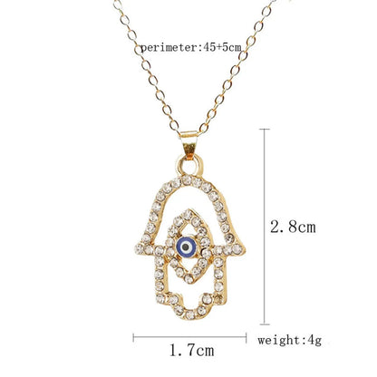 1 Piece Fashion Palm Eye Alloy Plating Rhinestones Women's Pendant Necklace