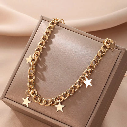 Fashion Pentagram Alloy Plating Women'S Necklace