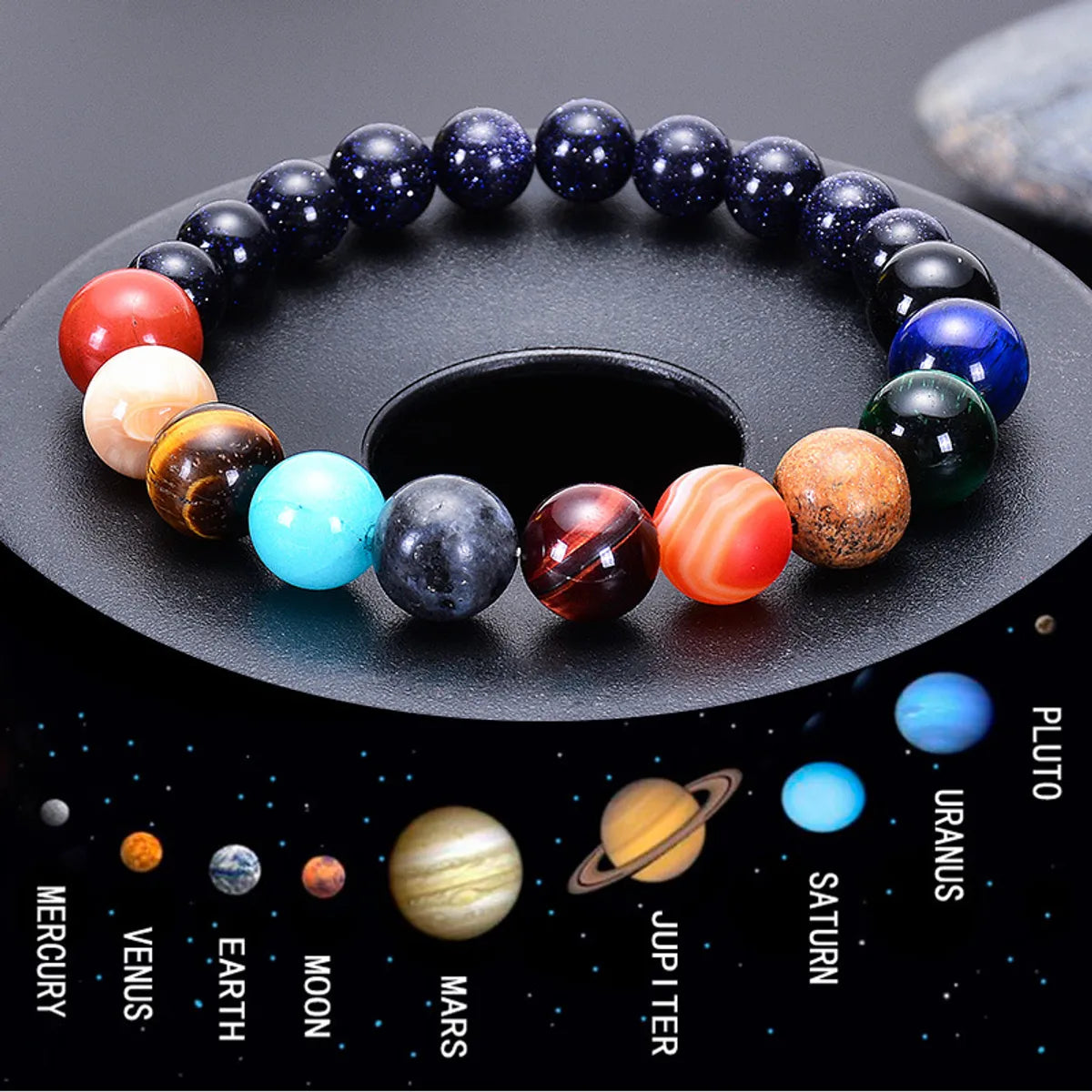 Fashion Planet Natural Stone Beaded Unisex Bracelets