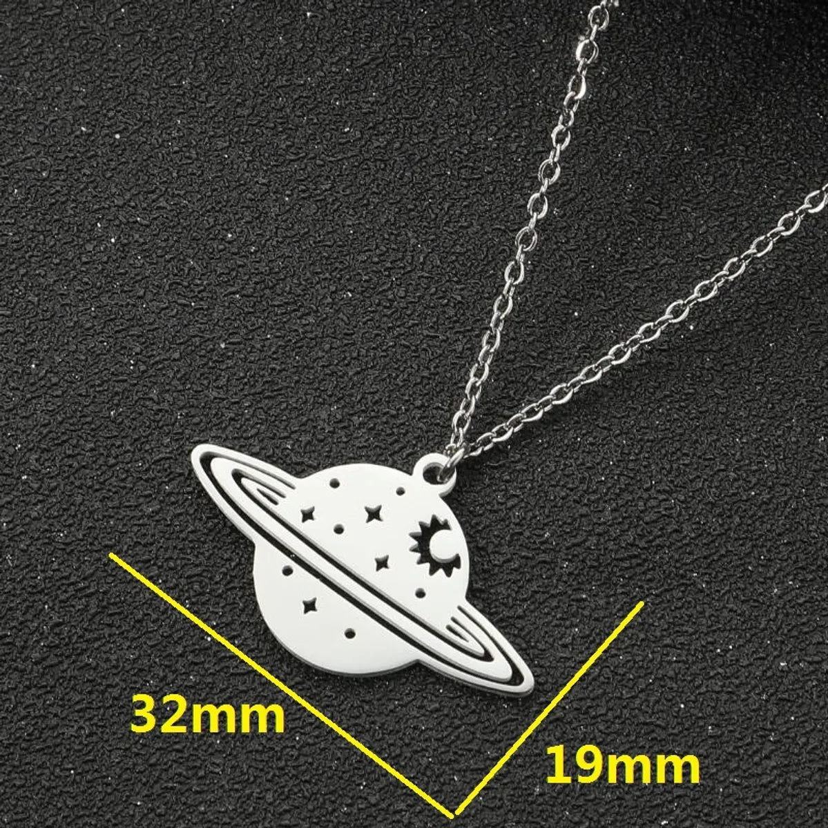 1 Piece Fashion Planet Titanium Steel Plating Hollow Out Pendant Necklace