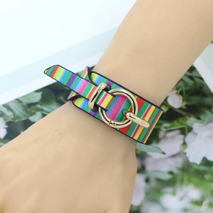 1 Piece Fashion Pu Leather Metal Button Women's Bangle