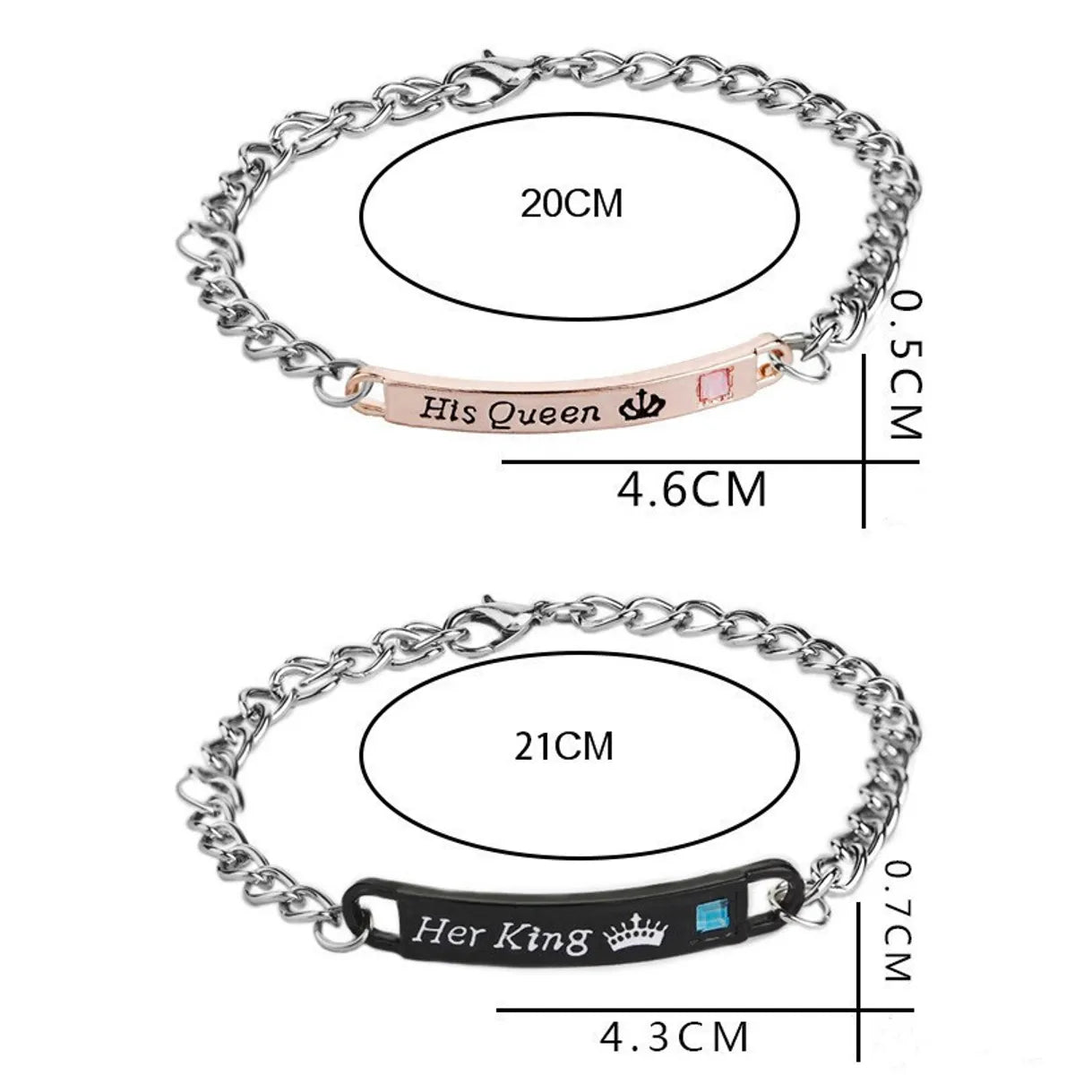 1 Piece Fashion Rhombus Alloy Stoving Varnish Couple Bracelets