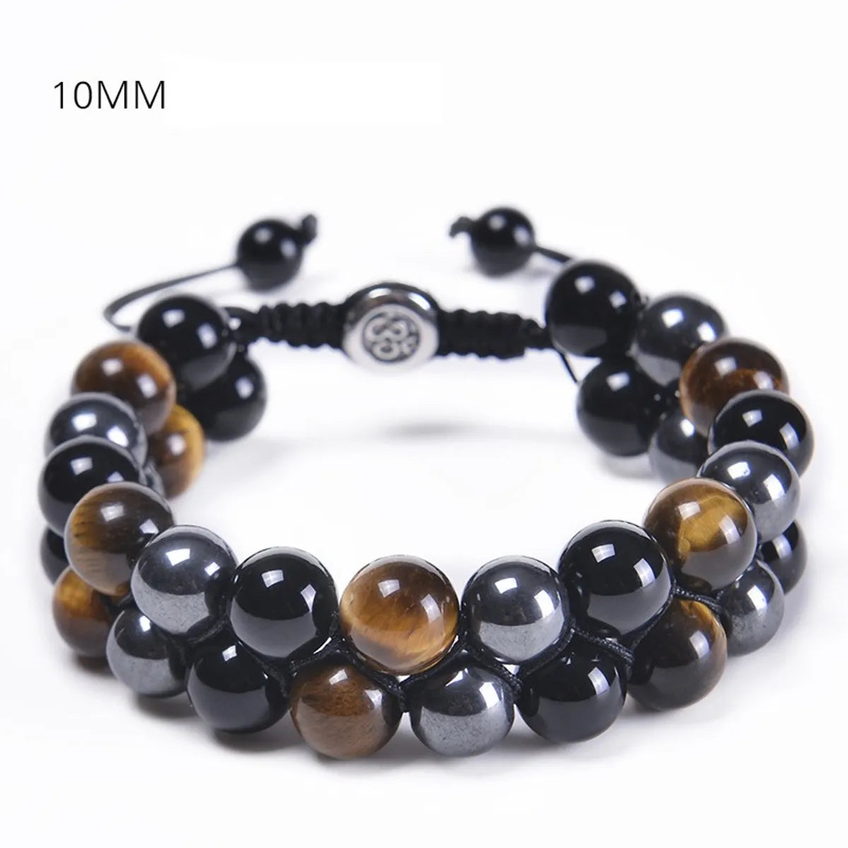 Fashion Round Agate Tiger Eye Beaded Knitting Men'S Bracelets