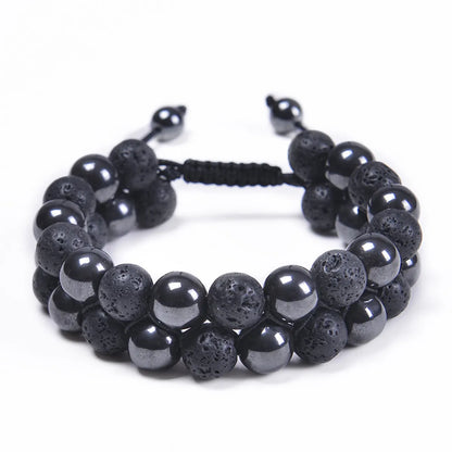 Fashion Round Agate Tiger Eye Beaded Knitting Men'S Bracelets