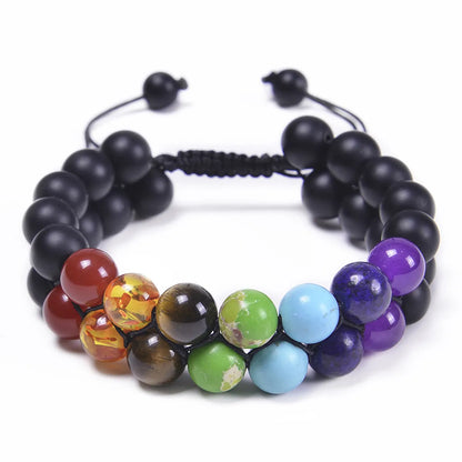 Fashion Round Agate Tiger Eye Beaded Knitting Men'S Bracelets