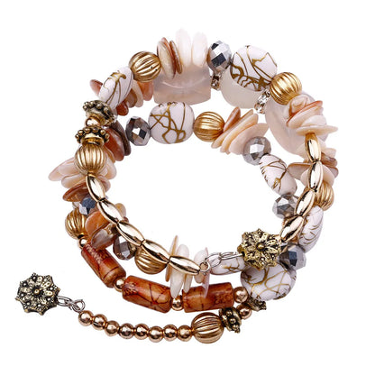 1 Piece Fashion Round Alloy Micro Glass Bead Agate Shell Gravel Plating Unisex Bracelets