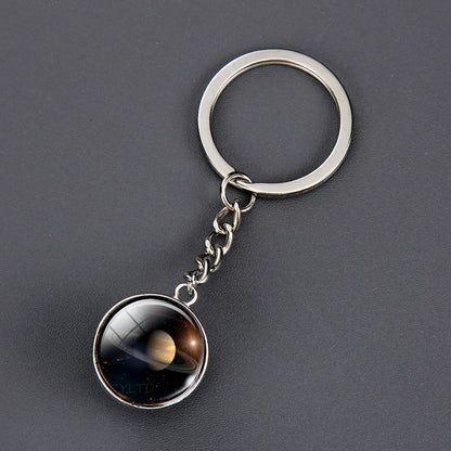 1 Piece Fashion Round Earth Galaxy Artificial Crystal Alloy Unisex Bag Pendant Keychain