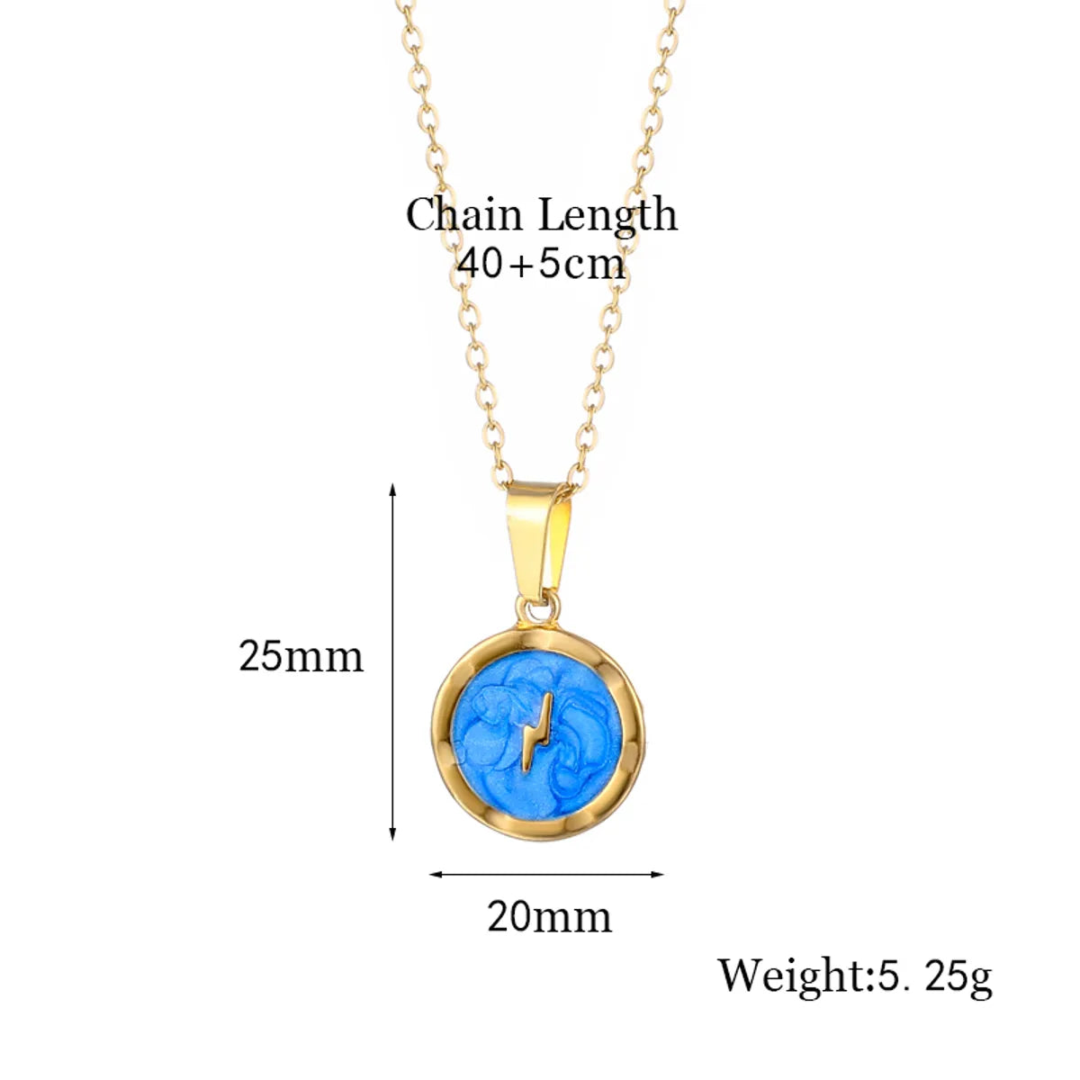 Fashion Round Lightning Stainless Steel Titanium Steel Plating Inlay Zircon 18k Gold Plated Gold Plated Pendant Necklace