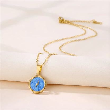 Fashion Round Lightning Stainless Steel Titanium Steel Plating Inlay Zircon 18k Gold Plated Gold Plated Pendant Necklace