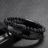 1 Piece Fashion Round Pu Leather Alloy Beaded Layered Patchwork Men'S Bracelets