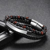 1 Piece Fashion Round Pu Leather Alloy Beaded Layered Patchwork Men'S Bracelets