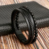 Fashion Round Pu Leather Alloy Tiger Eye Beaded Men'S Bracelets