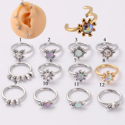 1 Piece Fashion Round Stainless Steel Diamond Nose Ring