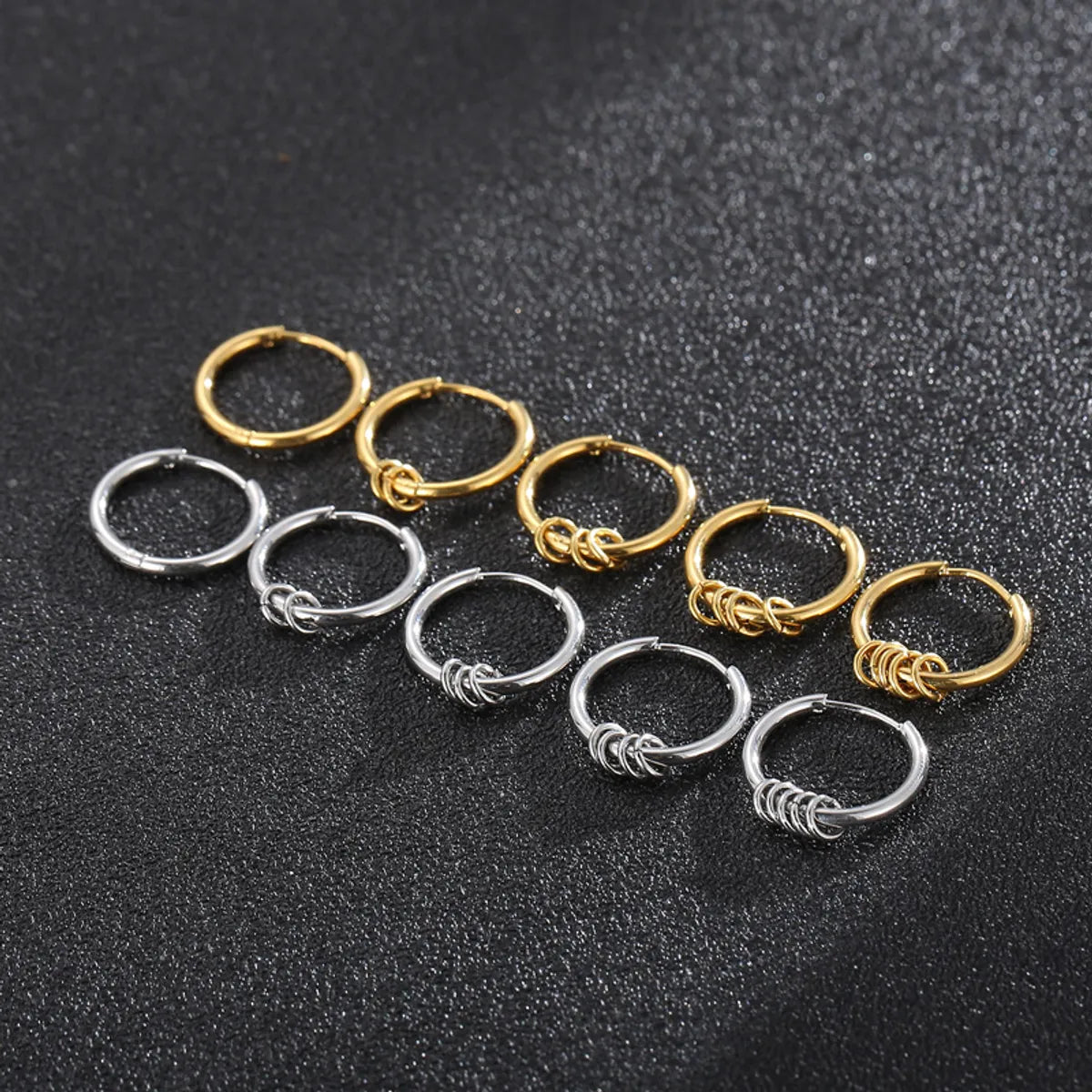 1 Piece Fashion Round Stainless Steel Plating Hoop Earrings