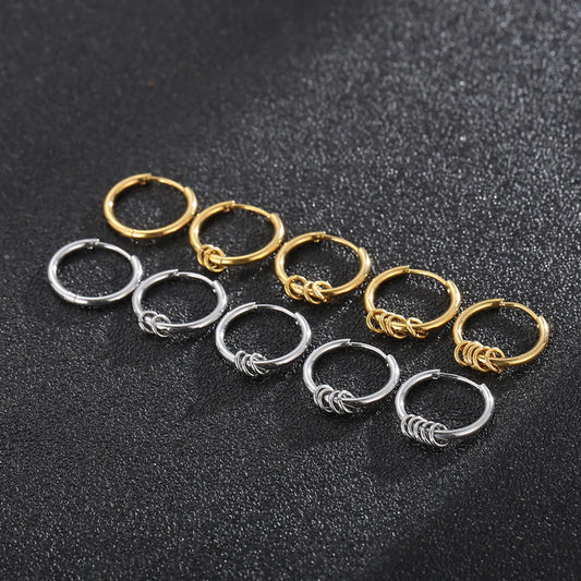 1 Piece Fashion Round Stainless Steel Plating Hoop Earrings