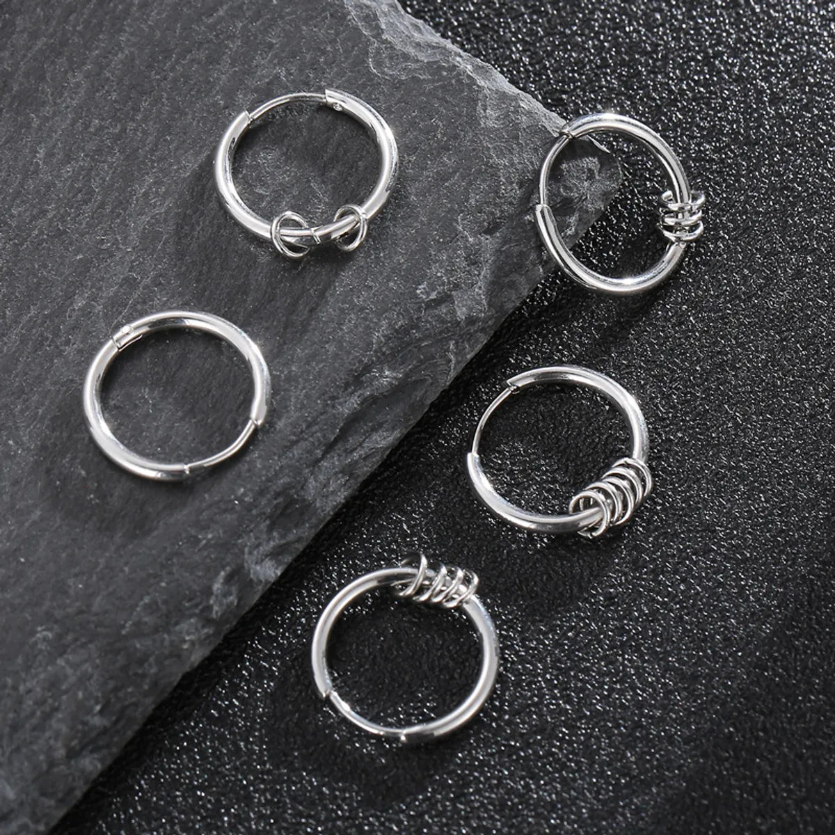 1 Piece Fashion Round Stainless Steel Plating Hoop Earrings