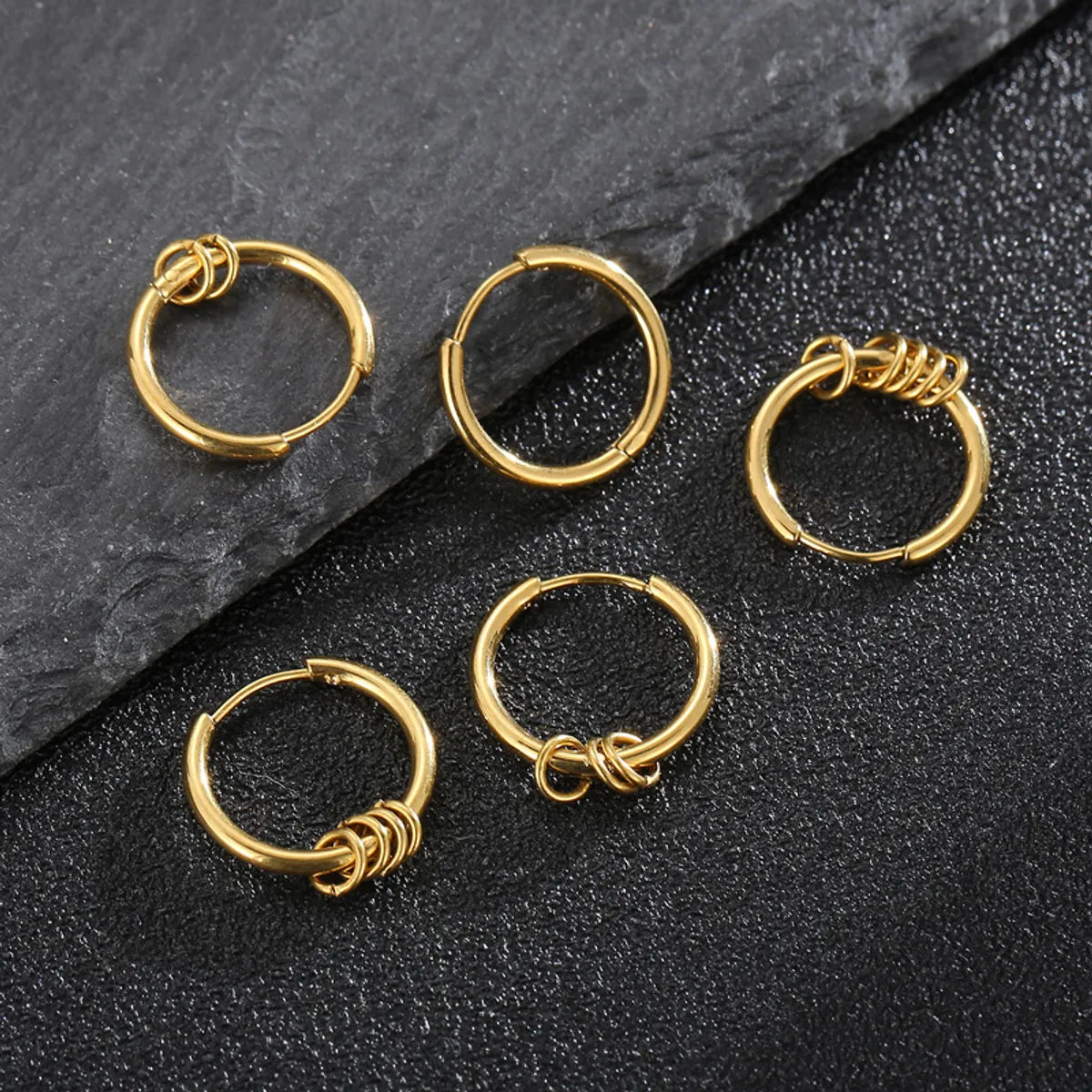 1 Piece Fashion Round Stainless Steel Plating Hoop Earrings