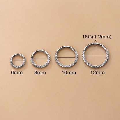 1 Piece Nose Rings & Studs Fashion Round Pure Titanium Inlay Zircon