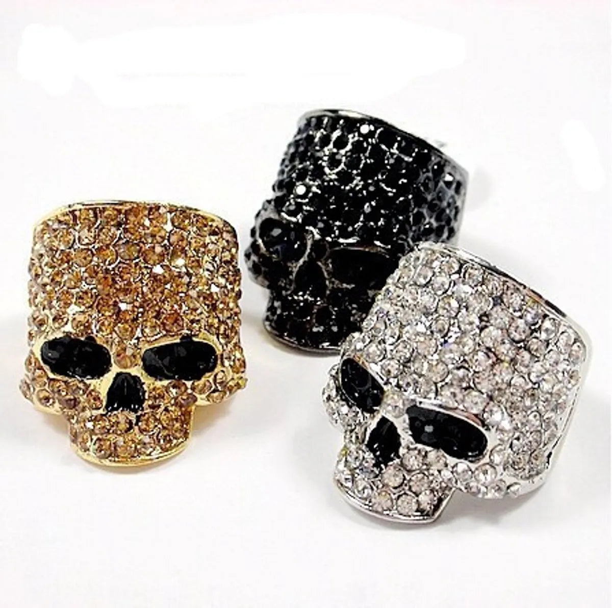 1 Piece Fashion Skull Metal Inlay Artificial Diamond Unisex Rings