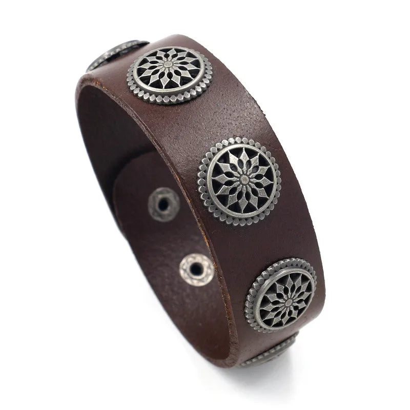 1 Piece Fashion Skull Pu Leather Alloy Men'S Bangle