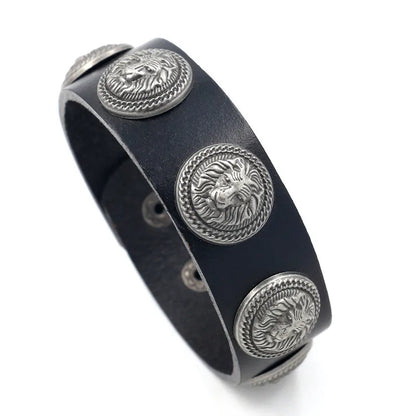 1 Piece Fashion Skull Pu Leather Alloy Men'S Bangle