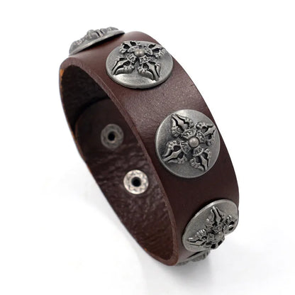 1 Piece Fashion Skull Pu Leather Alloy Men'S Bangle