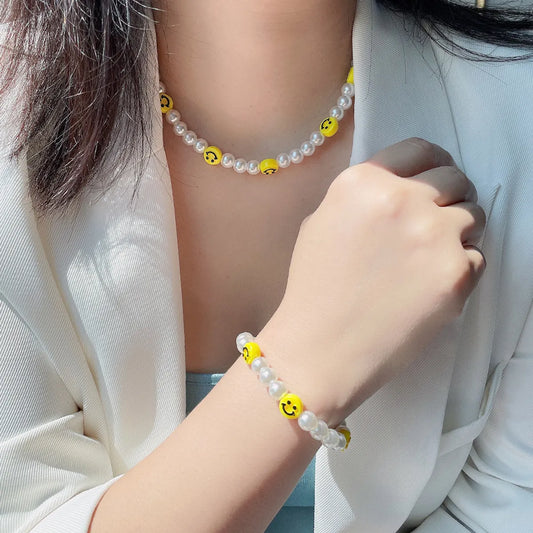 1 Piece Fashion Smiley Face Artificial Pearl Alloy Resin Women's Jewelry Set