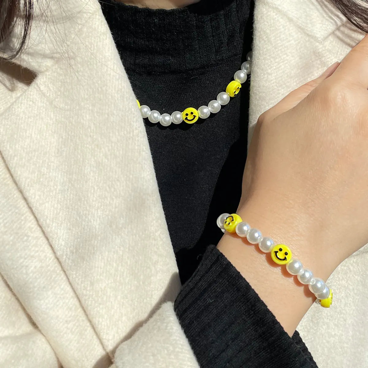 1 Piece Fashion Smiley Face Artificial Pearl Alloy Resin Women's Jewelry Set