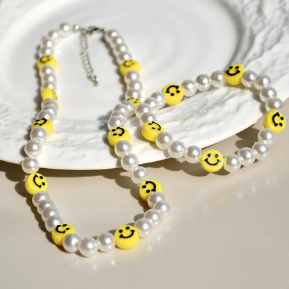 1 Piece Fashion Smiley Face Artificial Pearl Alloy Resin Women's Jewelry Set