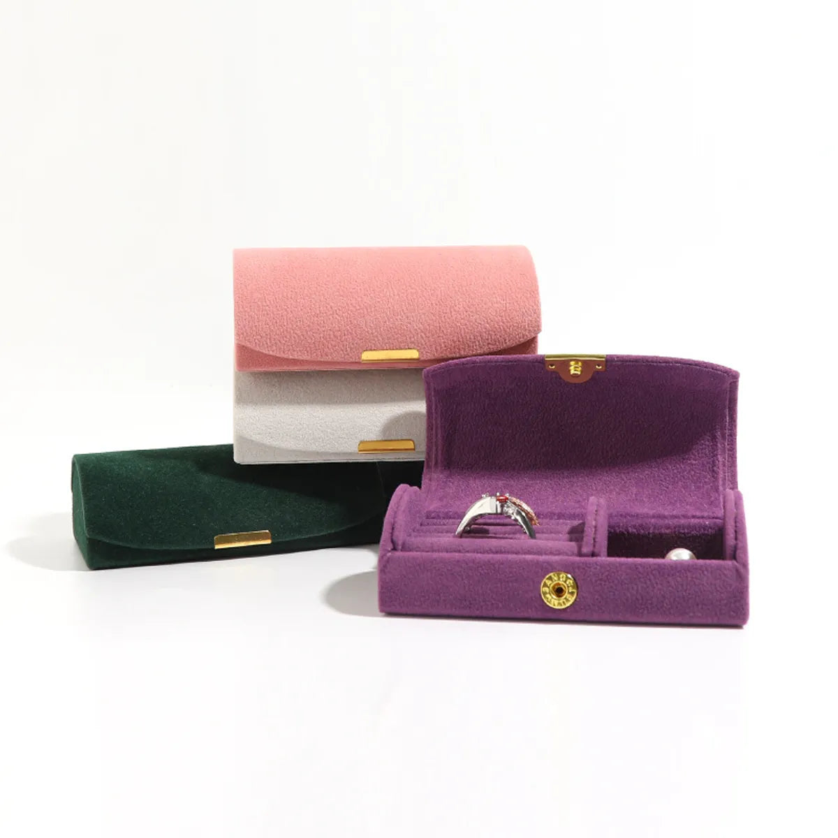 1 Piece Fashion Solid Color Claimond Veins Jewelry Boxes