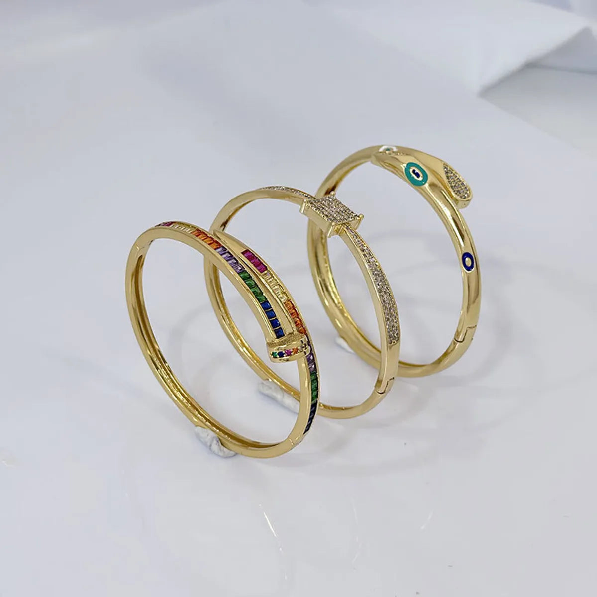 Fashion Solid Color Copper Zircon Bangle In Bulk