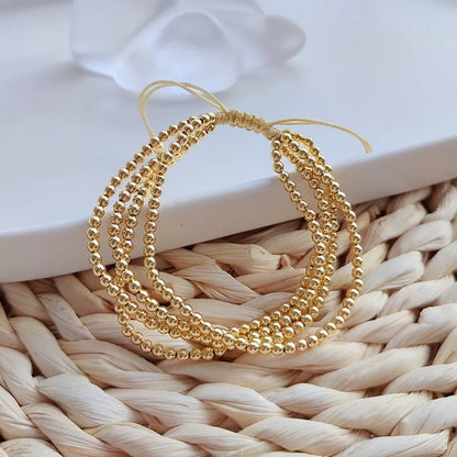 1 Piece Fashion Solid Color Metal Beaded Knitting Plating Gold Plated Women's Bracelets