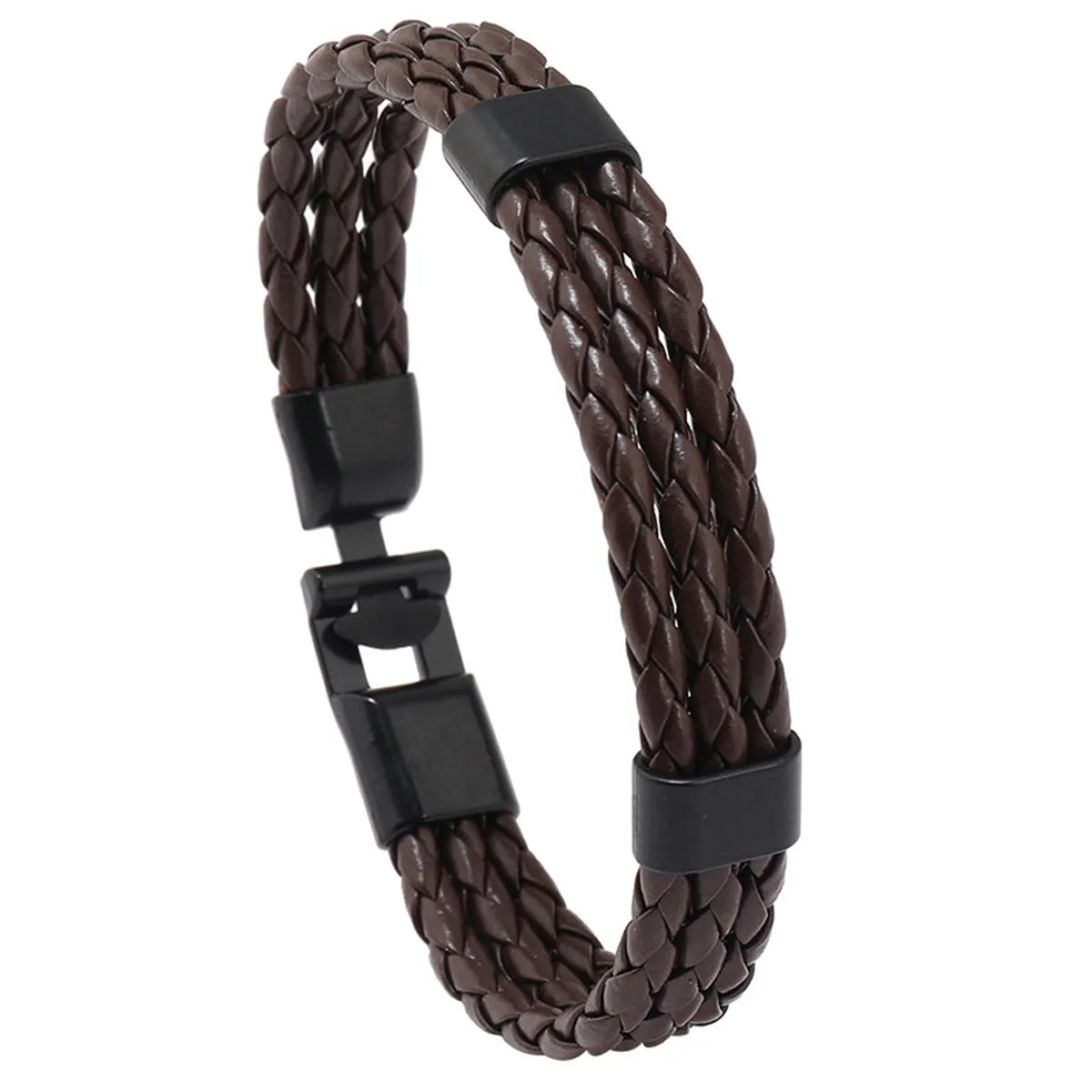 Fashion Solid Color Pu Leather Braid Men'S Bracelets