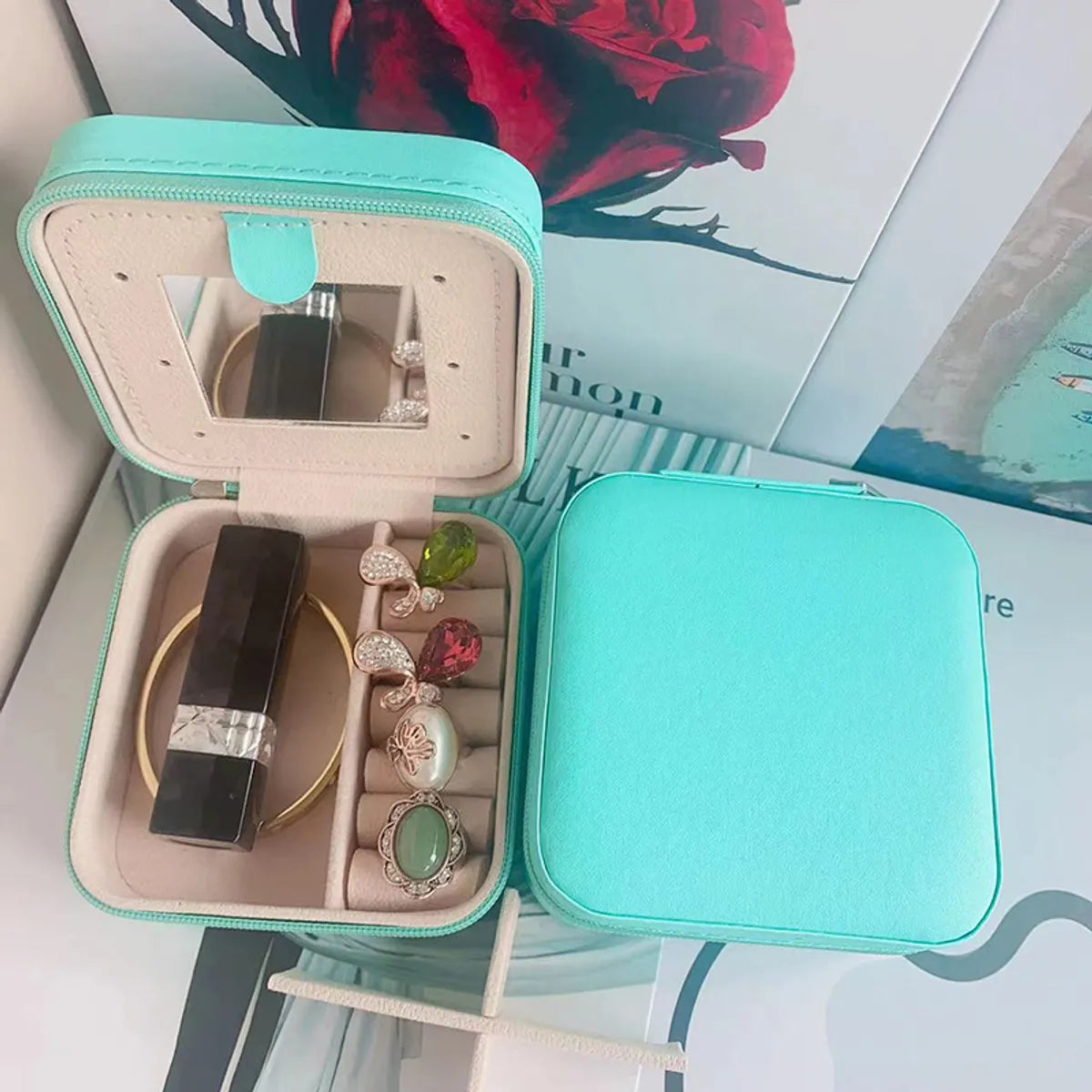 1 Piece Fashion Solid Color Pu Leather Jewelry Boxes