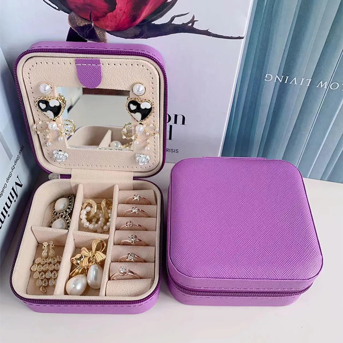 1 Piece Fashion Solid Color Pu Leather Jewelry Boxes