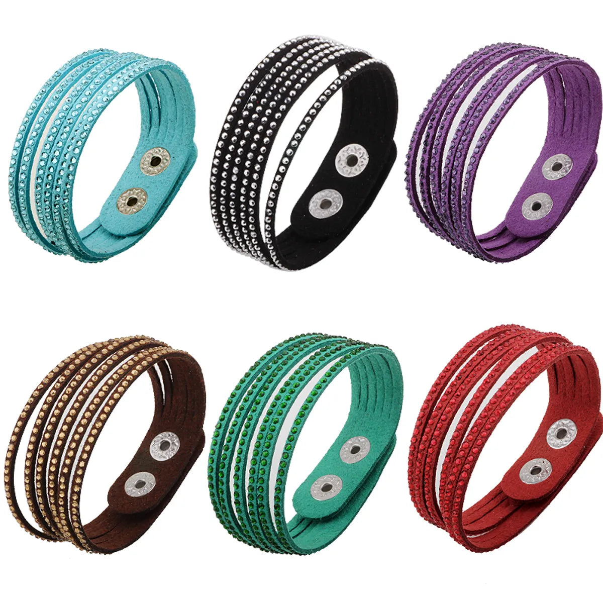 Fashion Solid Color Rhinestone Suede Inlay Rhinestones Women'S Wristband