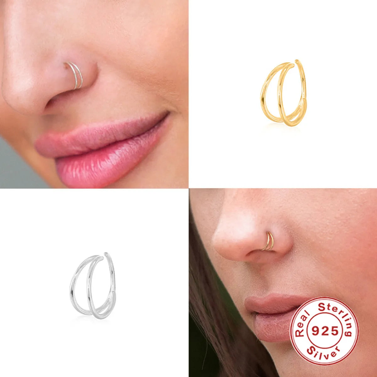 1 Piece Fashion Solid Color Silver Plating Nose Ring